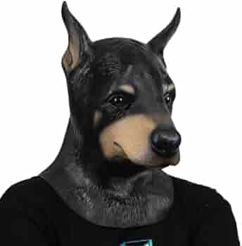 Dog Mask Doberman Head Adult Size Black Funny Animal Mask