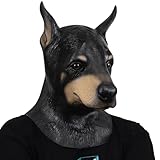 Dog Mask Doberman Head Adult Size Black Funny Animal Mask Halloween Party Costume Accessory