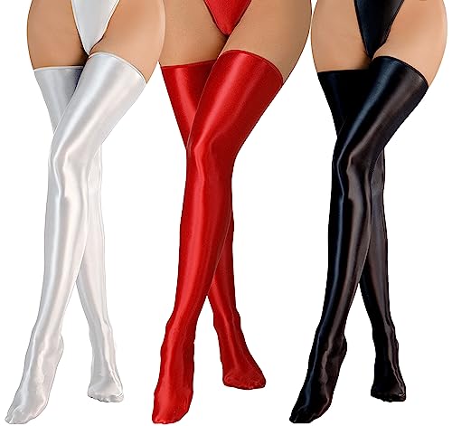 Bas autofixants femme FEOYA collants cuisse haute cuir PU lingerie