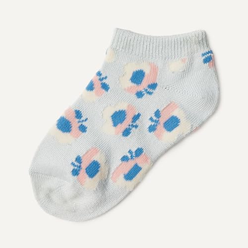 Amazon Essentials Mädchen No-Show-Socken Mit Muster, 6 Paar, Blau Floral/Rosa, Small (2-4 Jahre)