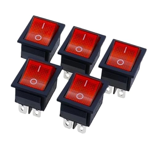 Interrupteur à bascule rouge KCD4-20 16A pour vos appareils électriques, lot de 5 pièces