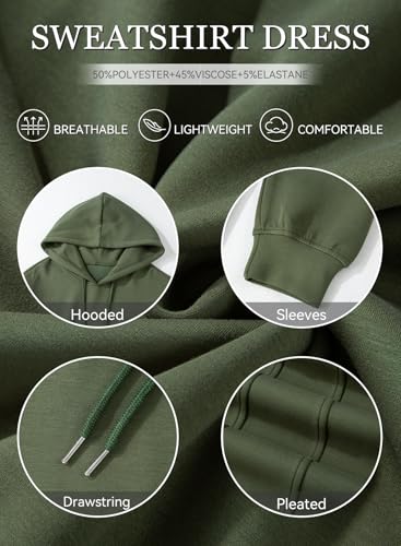 AlvaQ Sweatshirt for Women Fall 2025 Ladies Solid Color Comfy Long Sleeve Drawstring Slim Fit Hoodies Pullover Mini Dresses Light Green Medium