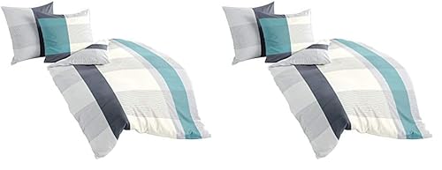 Bierbaum Bettwäsche 4643, Mako-Satin, Designed in Germany, Ozean 15, 135x200 + 80x80 cm (Packung mit 2)