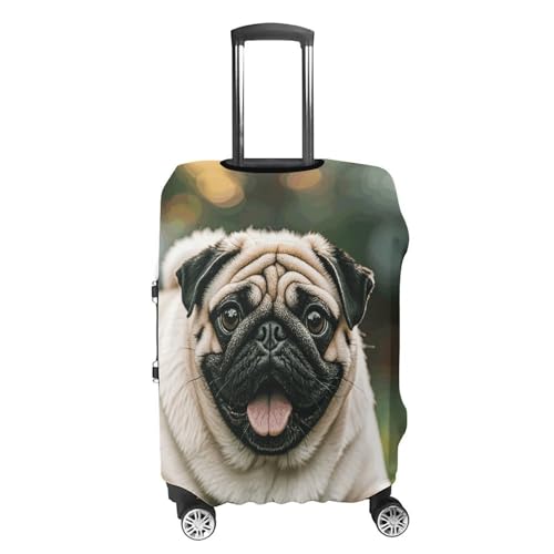 Pug Dogs Luggage Covers Tsa Approved Suitcase Cover Elastic Washable Luggage Sleeve Carry on Cover Protector Anti-Scratch Suitcase Protector Fits 19-30 Inch Case(L)4