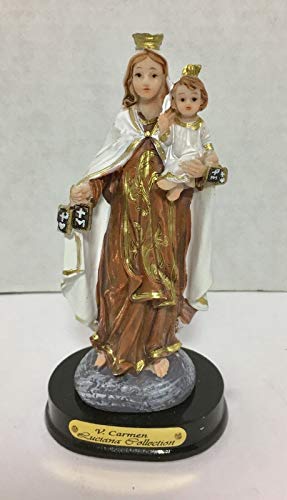 Estatua Virgen del Carmen Resina 5" Decoración Hogar miniatura 1