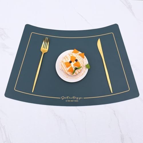 Set de table compensé en cuir gris haut de gamme 44x27 cm - 2