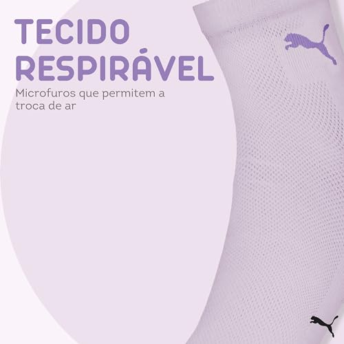 Meia Cano Médio Meia Puma Tecido Respirável Feminina Adulto - Kit com 6 Pares, 1 Lilás - 1 Piscina -