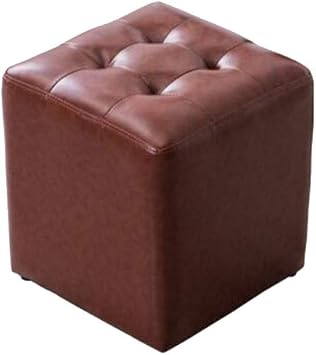 Footstool, Faux Leather Ottoman Cube/round Shaped Puffs Footstool Tea Table Sofa Stool Comfortable and durable Color Champagne, Size Square
