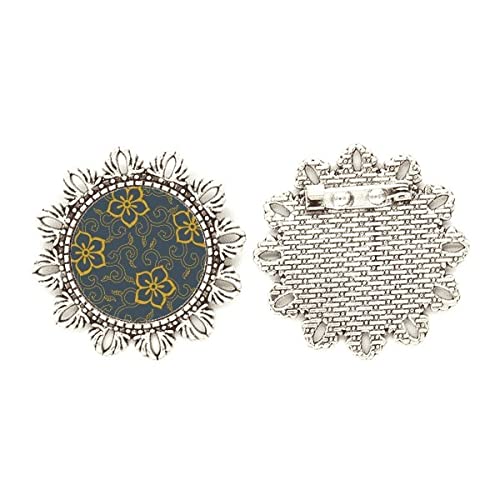 Broche de plata con diseño de flores asiáticas de estilo chino japonés medium para solapa de mujer