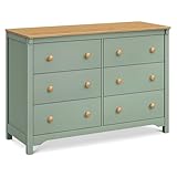 daVinci Shea 6-Drawer Baby Dresser for Nursery - GREENGUARD Gold Certified - Multi-Purpose Double Chest of Drawers for Kids, Boys & Girls, Storage Dresser for Bedroom, Living Room - Light Sage & Honey