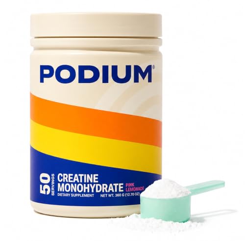 Podium Creatine Monohydrate Powder, Pink Lemonade, 50 Servings