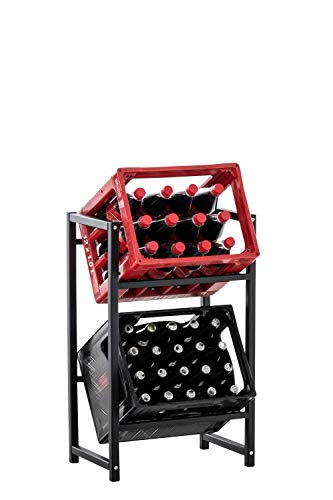 CLP Getränkekistenständer LENNERT I Platzsparender robuster Kistenständer für Getränkekisten I Verschiedene Ausführungen, Farbe:schwarz, Größe:S