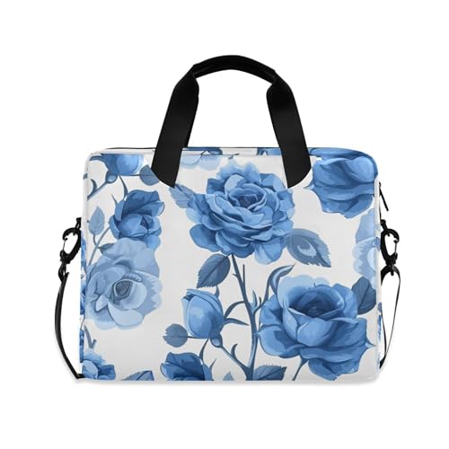 Funda para portátil con diseño floral azul, 13-15.6 pulgadas miniatura 1