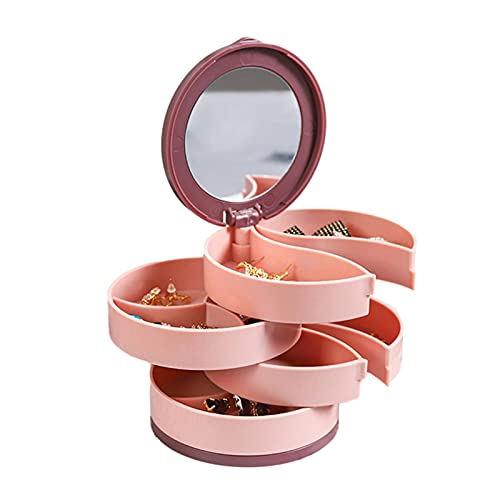 ZQYX Reise Schmucketui für Damen - Schmuckschatulle - 4 Lagen drehbarer Schmuck Organizer Ohrringhalter Aufbewahrungsbox für Ohrstecker Ohrringe Schmuckringe Reise Schmuckschatulle Cover