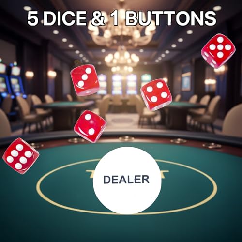 Image of WISHKEY for Adult Casino Style Poker Chips Set with A Aluminum Finish Case, 2 Decks of Card Game, 5 Dice, 1 Dealer Button (Classic Multiplayer Game) 300 Pcs