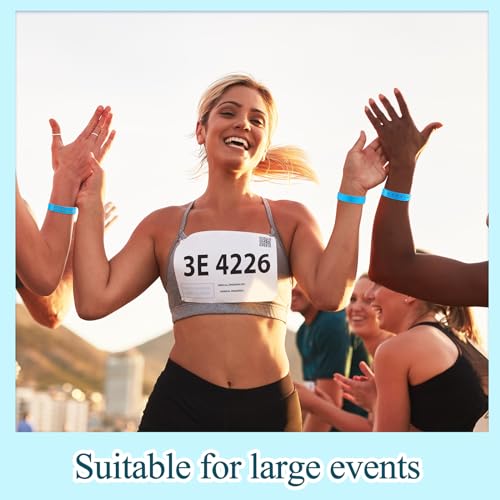 Image of Henoyso 300 Pcs Blue Plastic Wristbands for Events Vinyl Waterproof Pool Wristbands Neon Color Plastic Bracelet for Party Events Arm Band Identification for Concerts Carnivals