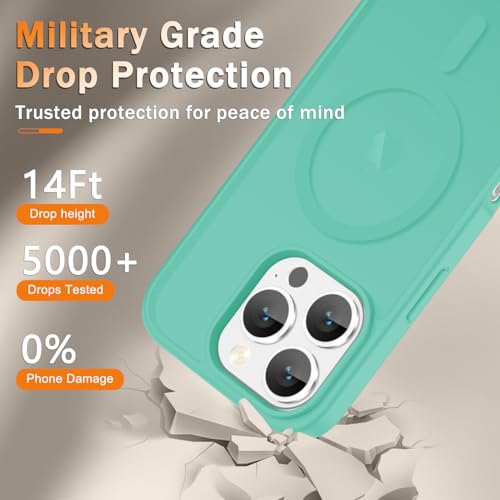 Image of YENAPOON for iPhone 16 Pro Case, Matte Magnetic Phone Cover [with 1 Screen Protector] [Support for MagSafe] [Shockproof Military Grade Protection] Translucent Frosted Back, Teal