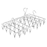 【Amazon.co.jp 限定】 チチロバ(Titiroba) (TITIROBA) ピンチハンガー 44ピンチ 角ハンガー 引っ張るだけ オールステンレス ダブルフック 洗濯ハンガー 洗濯ピンチ 洗濯 大きい タオル 銀色 61*34*8cm【予備ピンチ10個付】