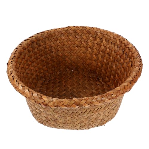 HEALLILY Woven Storage Basket Straw Basket for Kitchen Home Versatile Fruit Bread Holder Compact Design for Space-saving Storage Look