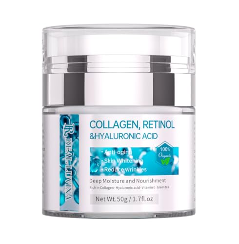 Crema viso 100% biologica con collagene, retinolo, acido ialuronico, vitamina E e tè verde –...