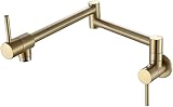 Grifo De Cocina De Latón, Grifo De Cocina De Agua Fría Individual, Grifo De Llenado De Ollas Plegable De Doble Manija con Brazo Oscilante De Doble Articulación, Grifo De FR, Brushed Gold