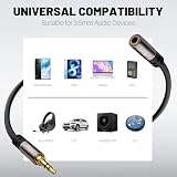 Mygatti Przedłużacz jack 3,5 mm (40 metrów), stereo kabel audio z wtyczką na gniazdo, przedłużacz słuchawek, rdzeń OFC, czarny kabel (z 5 opaskami kablowymi)