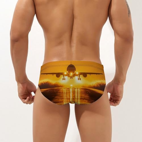 Airport Runway Night Mens Swim Briefs Sexy Bikini Swimwear Bathing Suits Trunks2