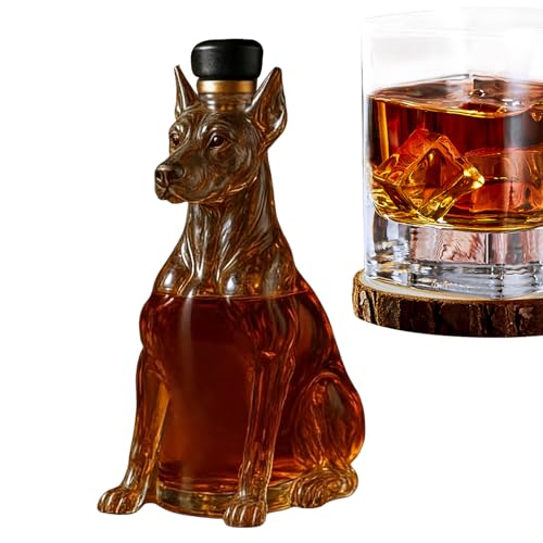 Botella de whisky | Objeto decorativo en forma de perro de 350 ml | Decantador para licores y destilados | Ideal para casa, papá, hombres, bar, cocina, almuerzo, fiesta de cumpleaños, boda, vacaciones