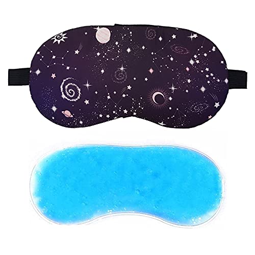 Image of Jenna Cotton Print Cute Sleeping Eye Shade Mask Cover For Insomnia, Meditation, Puffy Eyes And Dark Circles With Gel (Black)