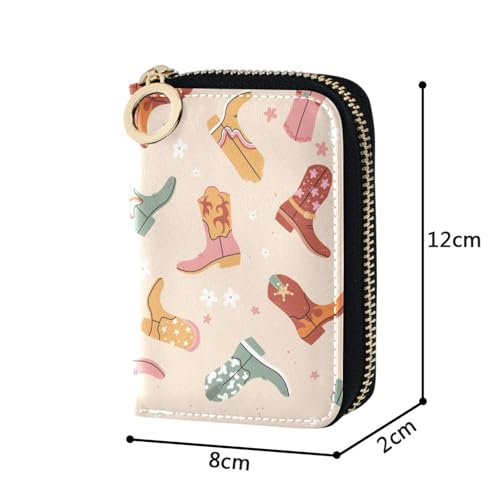 RFID Credit Card Holder Western Cowboy Boots Leather With Zipper Card Case Wallet for Women Girls4
