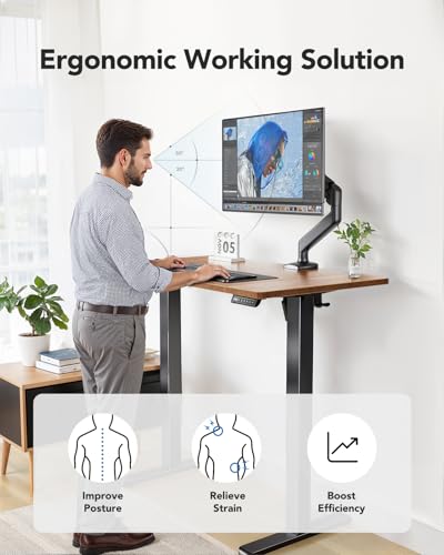 image for HUANUO 48 x 24 inch Electric Standing Desk, Height Adjustable Table wi