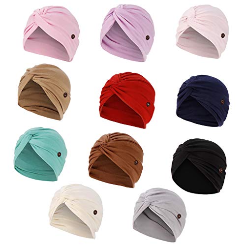 Turbante muçulmano feminino com botão de proteção de orelha, nó de amarrar, turbante para cabeça, ch