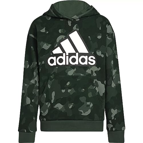 adidas Boys' Core Camo Allover Print Pullover Fleece Hoodie (Green Oxide/White, XL, X-Large) - Main Image