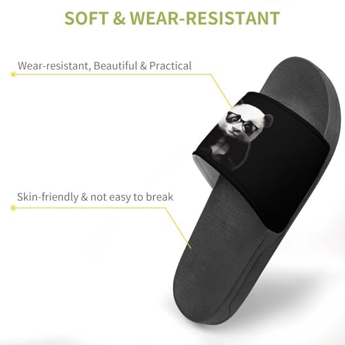 Panda with Eye Glasses House Slippers for Women Men Lightweight Open-toe Slide Shoes for Bathroom Swimming Beach3