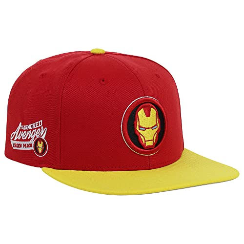 Marvel Ironman Adult Fashion Adjustable Snapback Flat Bill Cap Red/Yel #TOP2