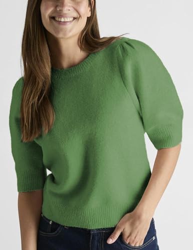 Image of Seyumixi Women Cute Bow Sweater Puff Short Sleeve Crewneck Knitted Shirt Bowknot Tie Back Knit Pullover Tops