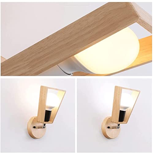 Aplique de pared de madera ajustable nórdico y lámpara de noche de dormitorio pequeña 3