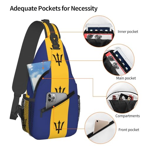 Cross Chest Bag Diagonally - Quality, Durable, and Spacious Shoulder Bag for Men and Women Flag of Barbados Prints3