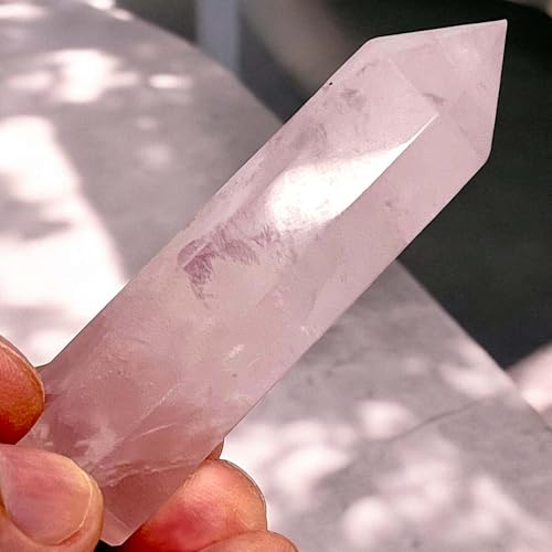 arana's® - Torre Obelisco de cuarzo rosa - Cristales curativos en varitas torre 6 lados facetados terminacion punta - Meditacion terapia sanacion chakras - Piedras naturales (Cuarzo Rosa, 5-6cm)