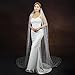 WEZTEZ Bridal Veils Pearl Veil,Long Veils 1 Tier Chapel Length Bride Veil With Metal Comb