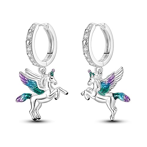 Parmuz 925 sterling silver hoop earring for woman Dangle Drop Boho vintage Feather Dangling Earring set purple Dream Catcher Simple Small Huggie earring Jewelry Gift Sterling Silver Cubic Zirconia