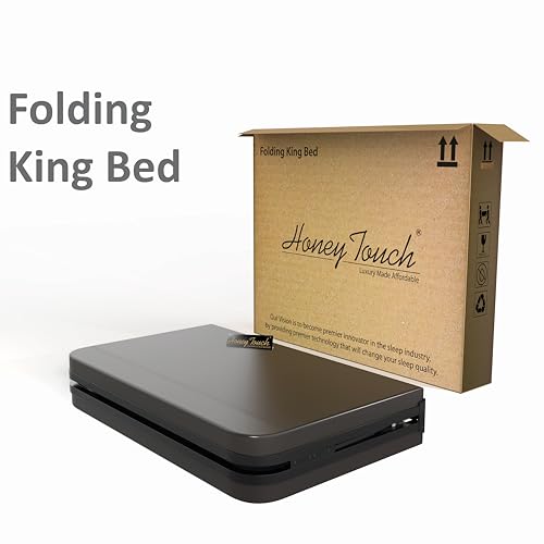 Image of Honey Touch Nova Folding King Size Bed with Ortho Tri Layer Mattress | No Assembly Required | Foldable Bed for Sleeping /Guests /Rented Apartments /Bedroom(6x6.25ft, Black)