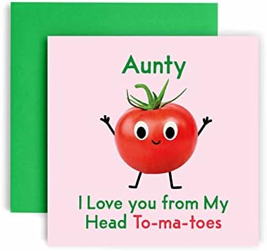 Huxters Birthday Cards for Women - I Love You Auntie Birthday Card for her - Funny Happy Card for Auntie Fun Tomato Happy Birthday - 14.8cm (Auntie)