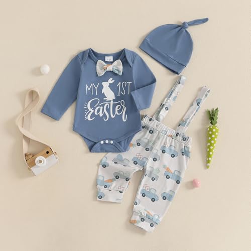 Image of FIOMVA My First 4th of July Outfit Baby Boy Car American Flag Romper Onesie Star Flag Pants Hat Set Fourth of July Clothes