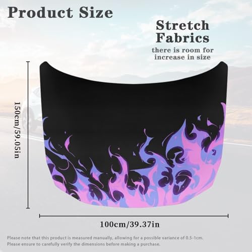 Image of Pink Bonfire Car Hood Cover Protector 59x39 Inch Waterproof Stretchable Auto Hood Wrap Blankets Auto Exterior Accessories for Sedans SUV Trucks Van