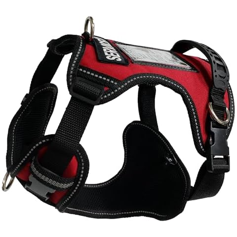 ActiveDogs Service Dog Vest No Pull Harness - Adjustable No Choke Service Dog Harness for XL Dogs with Service Dog Patch, Control Handle, ID Window, D-Rings & Reflective Padding - Red, 31"-44" Cover