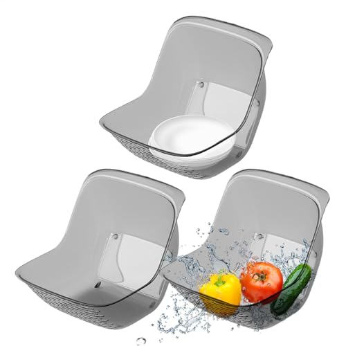 Colador De Arroz, Colador De Arroz, Paquete De 3 Cestas De Drenaje De Cocina, Cesta Escurridora Multifuncional, Recipiente Escurridor De Frutas Transparente Para