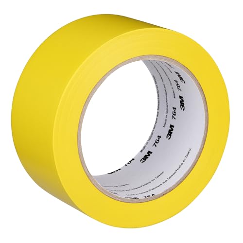 Image of 3M Vinyl Tape 764, General Purpose, 2 in x 36 yd, Yellow, 1 Roll, Light Traffic Floor Marking Tape, Social Distancing, Color Coding, Safety, Bundling