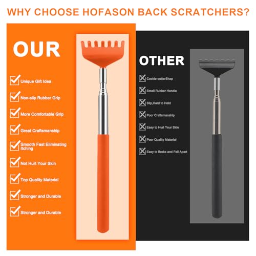 NICEMOVIC 6 Pack Back Scratcher Extendable for Men Women, Christmas Stocking Stuffers Novelty Idea Portable Back Telescopic Scratcher Back Massager Tool for Thanksgiving, Birthday, Christmas Gifts