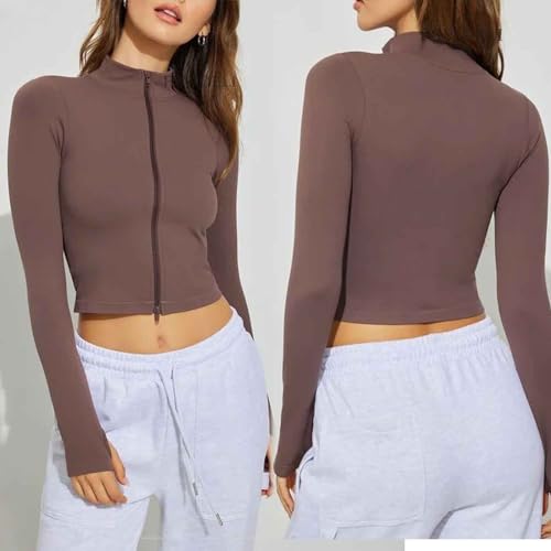 Jaquetas de treinamento ao ar livre, jaqueta esportiva de ioga de manga comprida com zíper (white,S)